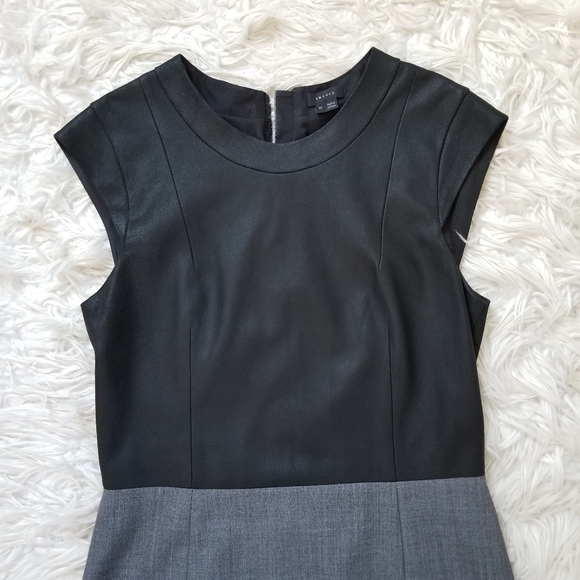 Theory Tirionne C Leather Top Career Sheath Dress - Picture 5 of 8